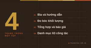 Bốn trang của file Excel bóc tách khối lượng và báo giá nhà phố